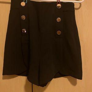 H&M Black Double Button High Waisted Shorts